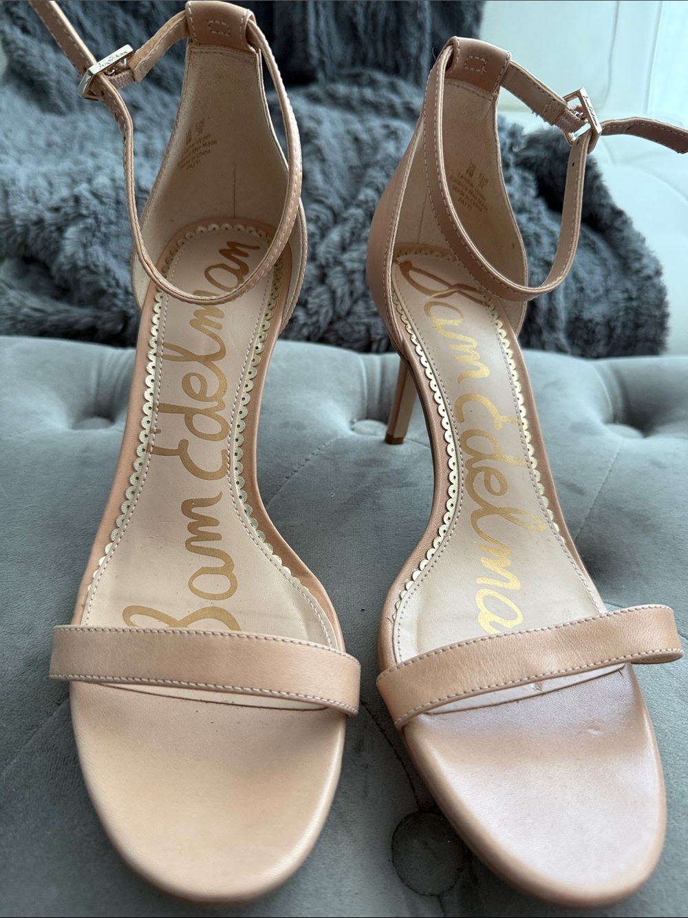 Sam Edelman Blush Nude Ankle-Strap Stiletto Sandals